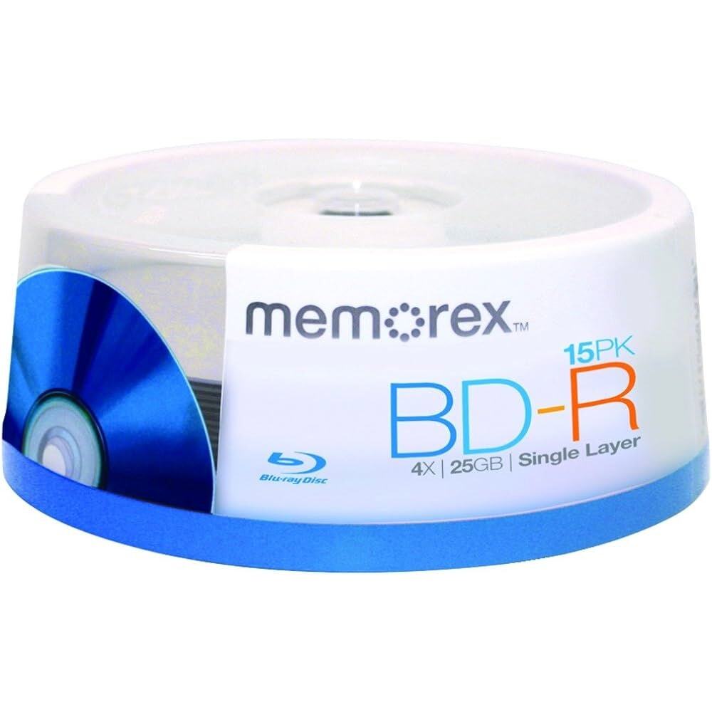 Memorex Blu-Ray BD-R 4x 25 GB Spindle, 15 Pack Sealed